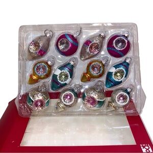 Christmas Glass Ornaments Set (12) NEW